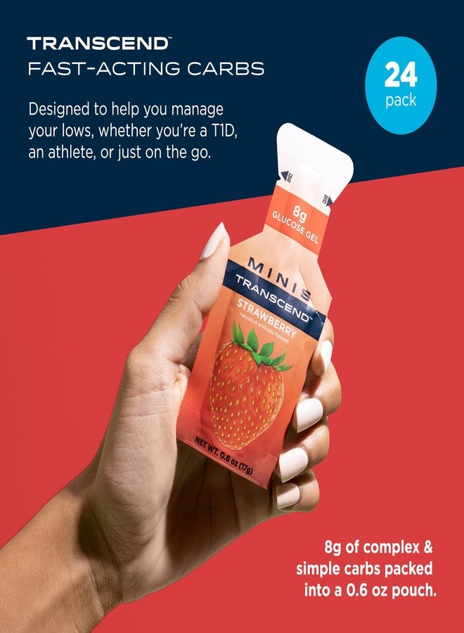 Transcend Foods Mini Strawberry Gel (.6 oz, Pack of 24) Fast-Acting Carb Gel Strawberry Flavor - Travel Size, Caffeine Free, Gluten Free - Image 2