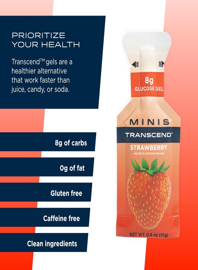 Transcend Foods Mini Strawberry Gel (.6 oz, Pack of 24) Fast-Acting Carb Gel Strawberry Flavor - Travel Size, Caffeine Free, Gluten Free - Image 4
