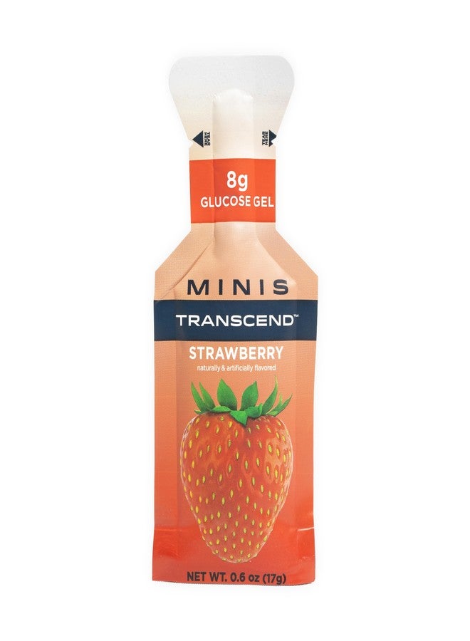 Transcend Foods Mini Strawberry Gel (.6 oz, Pack of 24) Fast-Acting Carb Gel Strawberry Flavor - Travel Size, Caffeine Free, Gluten Free - Image 1