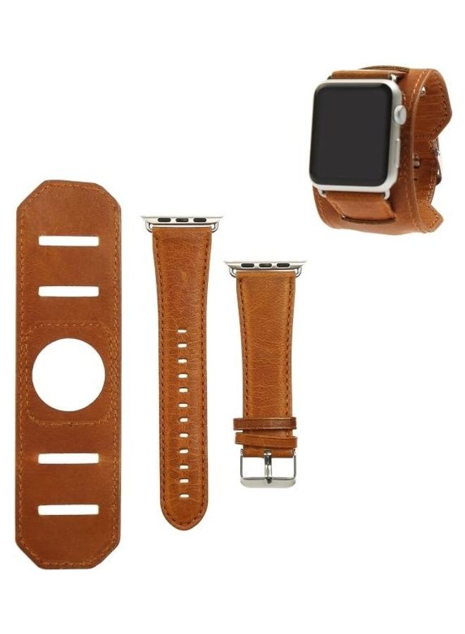 NIBEMINENT Replacement Watchband for Apple Watch Series 5/4/3/2/1 38/40mm Light Brown - Image 1