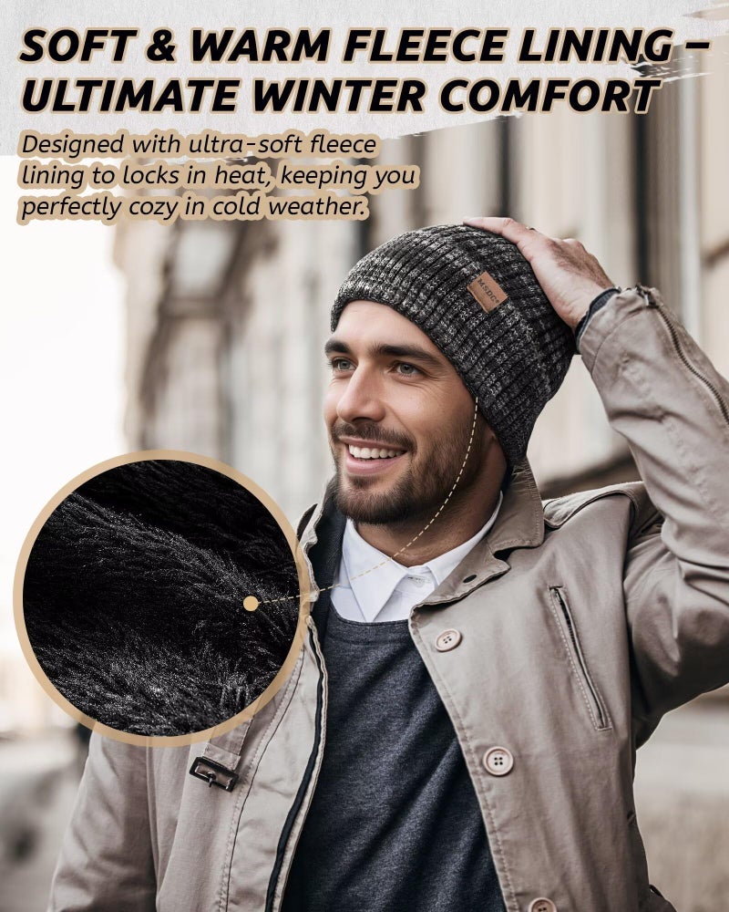 MSDC 3 Pack Winter Hats for Men, Warm Fleece Lined Beanie for Men Women, Soft Thermal Cable Knit Hat Fashionable Cuffed Skull Cap for Cold Weather-01 - Image 4