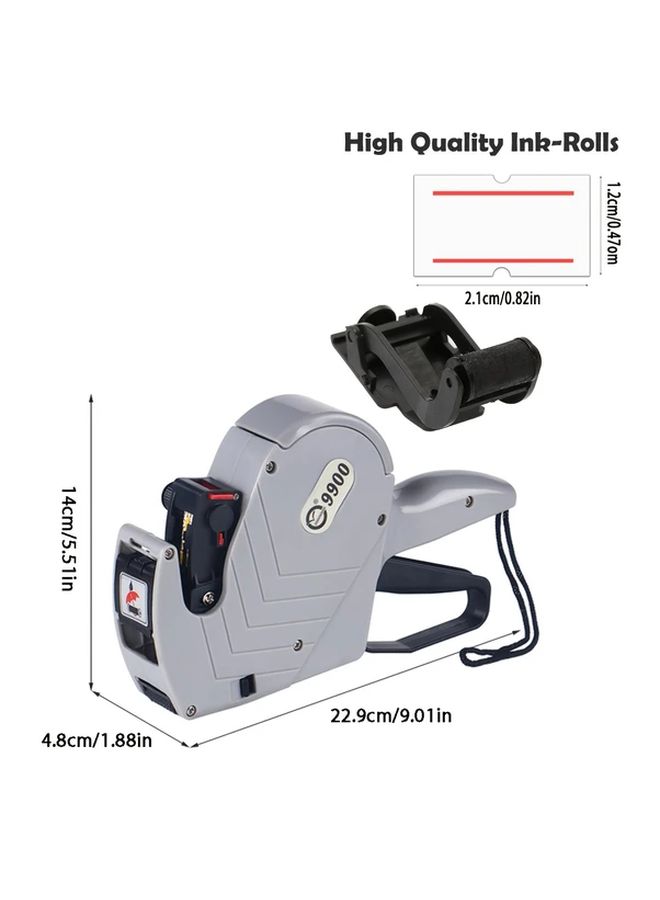 Digital Price Tag Gun Kit With 5000 White Labels And 3 Ink Refills Gray - Image 2