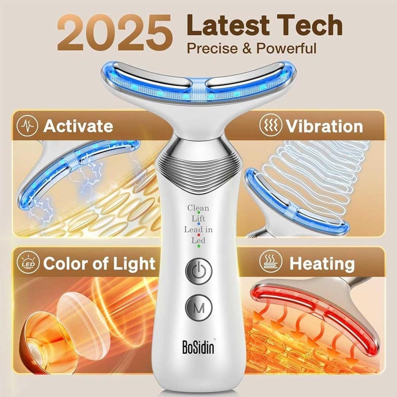 بوسيديان جهاز تجميل الوجه مضاد للشيخوخة لعام 2025، يجمع بين 4 وظائف: علاج بالضوء LED وتدليك كهربائي محمول لتنعيم الوجه والعنق - Image 1