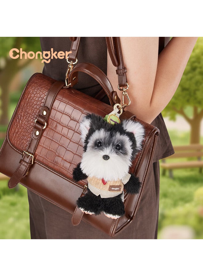 Chongker Chongke Dog Plush Toy Backpack Keychain Pendant Mbti Birthday New Year Gift - Black And Silver Schnauzer - Image 1