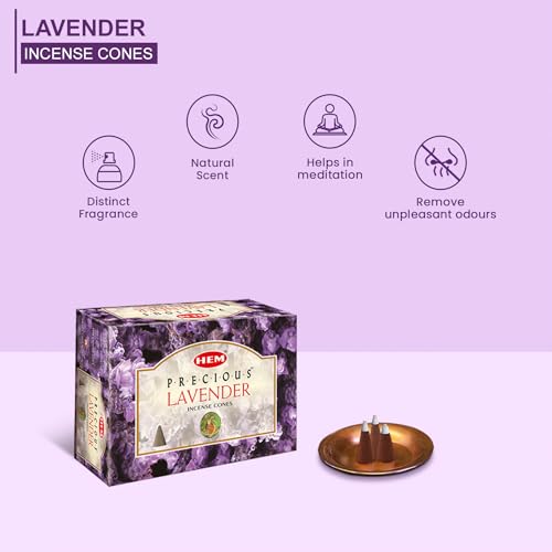 HEM Precious Lavender Incense Cones - Pack of 12 - 120 Count - HEM Incense of India - Image 3