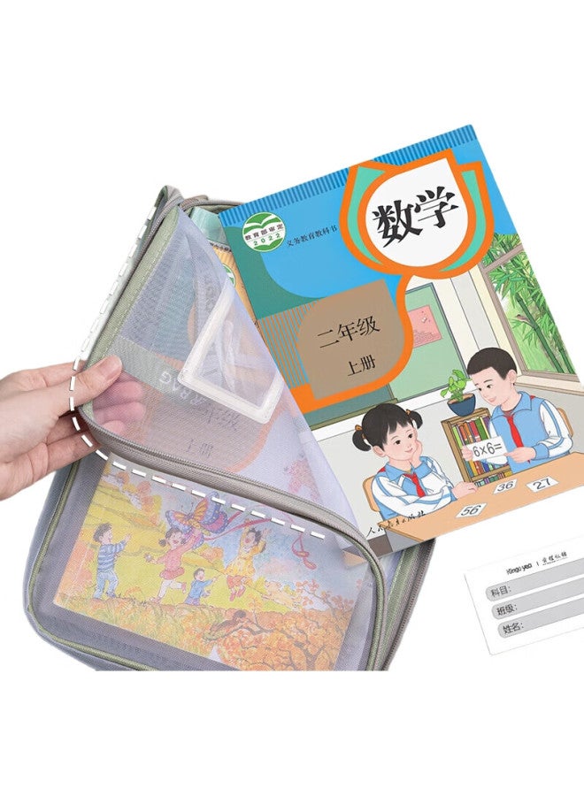 Four Seasons L-Shaped Subject Classification Bag, Handheld Transparent File Bag, Zipper Mesh Storage Bag, Large Opening Document Bag, Sky Blue 1 Piece [Ultra-Thick 3 Layers/With Label] - Image 3