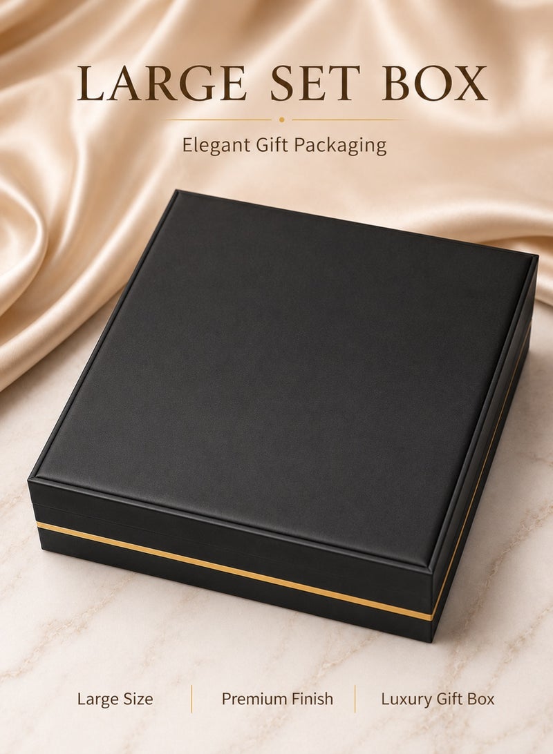 Rich Life Large Jewelry Set Box with Gold Accent, Premium Textured Jewelry Storage Organizer Box for Necklace Earrings Ring Bracelet Bangles, Soft Interior, Available in Black Gold Grey - Image 3
