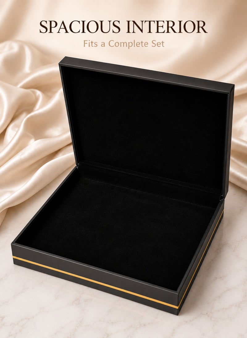 Rich Life Large Jewelry Set Box with Gold Accent, Premium Textured Jewelry Storage Organizer Box for Necklace Earrings Ring Bracelet Bangles, Soft Interior, Available in Black Gold Grey - Image 2