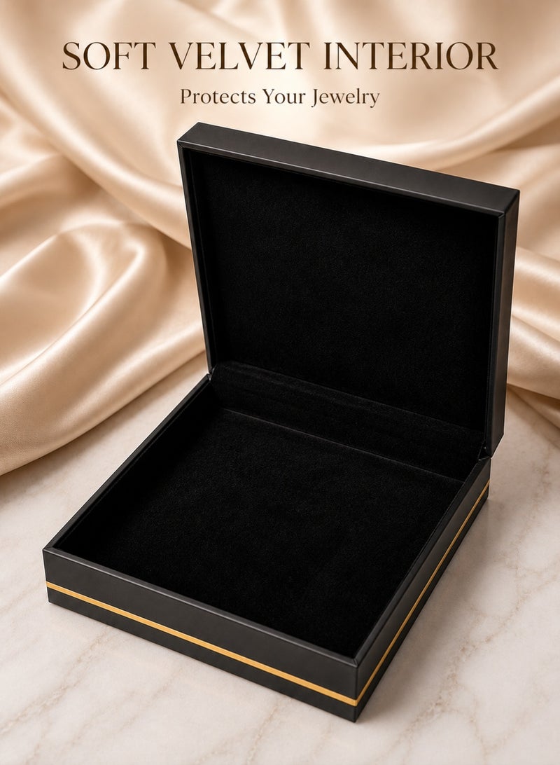 Rich Life Large Jewelry Set Box with Gold Accent, Premium Textured Jewelry Storage Organizer Box for Necklace Earrings Ring Bracelet Bangles, Soft Interior, Available in Black Gold Grey - Image 1