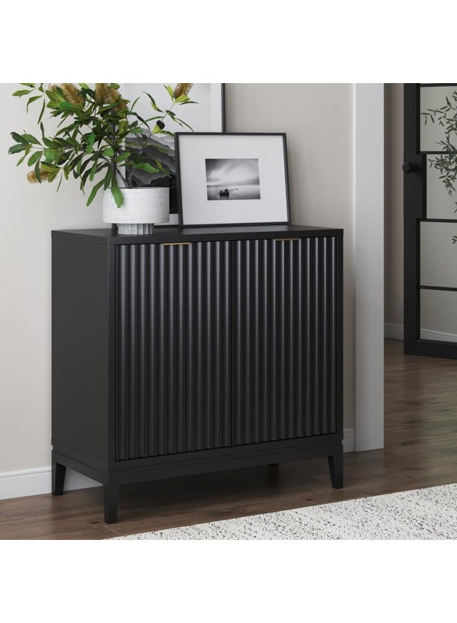 Nathan James Jasper Modern Sideboard, Kitchen Storage Cabinet with Fluted Doors, Accent Storage for Kitchen or Living Room, Black Oak - Image 1