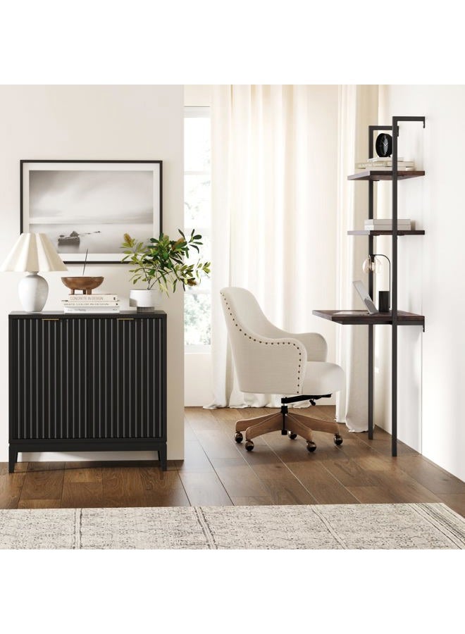 Nathan James Jasper Modern Sideboard, Kitchen Storage Cabinet with Fluted Doors, Accent Storage for Kitchen or Living Room, Black Oak - Image 2