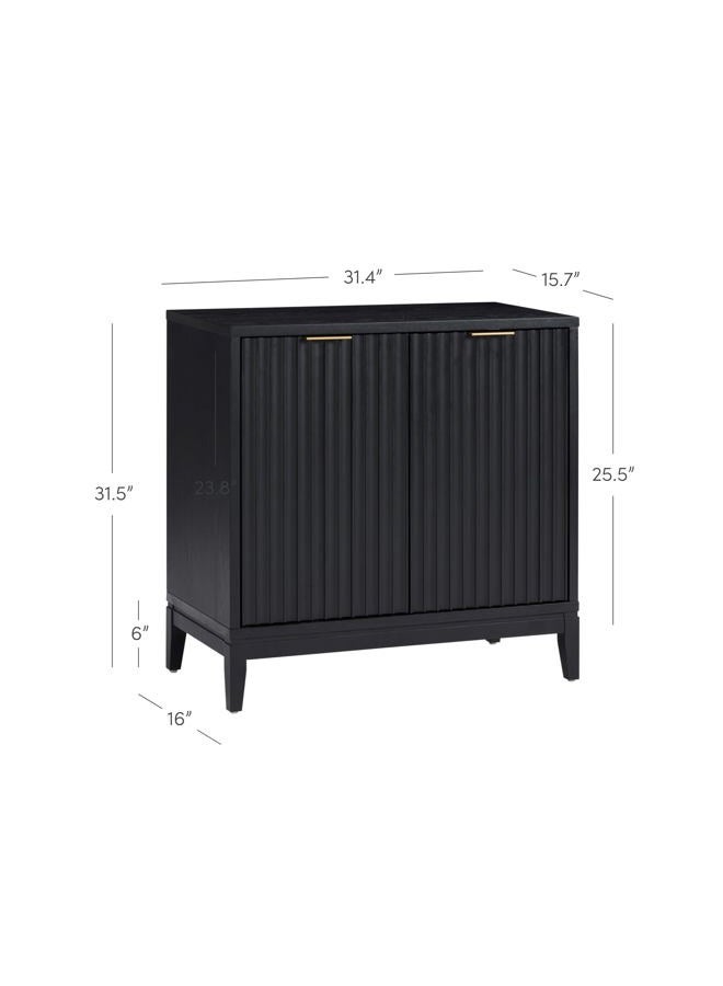 Nathan James Jasper Modern Sideboard, Kitchen Storage Cabinet with Fluted Doors, Accent Storage for Kitchen or Living Room, Black Oak - Image 4