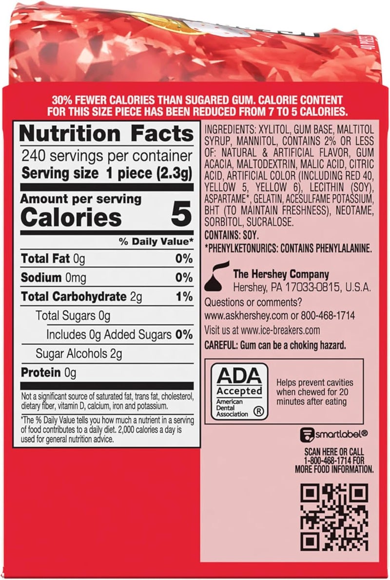 Ice breakers علكة مكعبات الثلج بنكهة فواكه بدون سكر من آيس بريكرز - Image 2