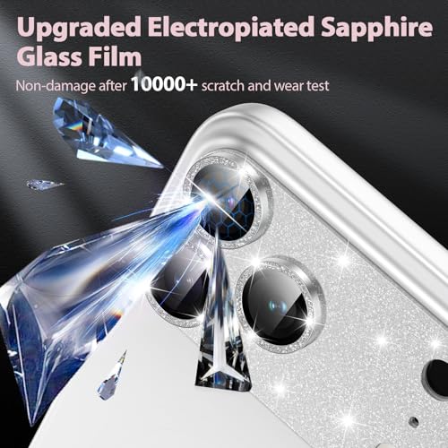 Tccvayar for iPhone 17 Pro Camera Lens Protector [Anti-Scratch] [Ultra HD Clear] [Strong Adhesion] Metal Aluminum Alloy Tempered Glass Camera Screen Cover(Silver Glitter) - Image 3
