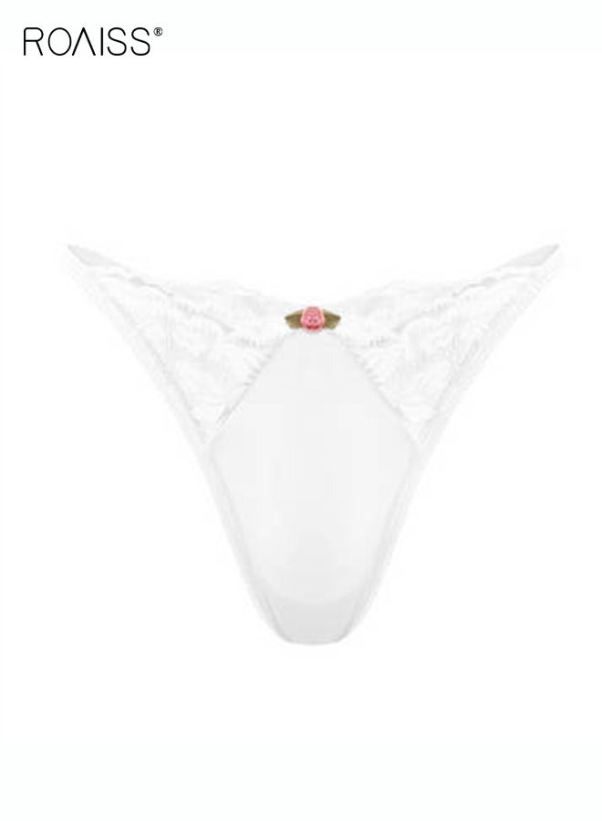 roaiss 4-Piece Women's Thong Set Lace Cotton Patchwork Underwear High Stretch Combination Underwear - Image 4