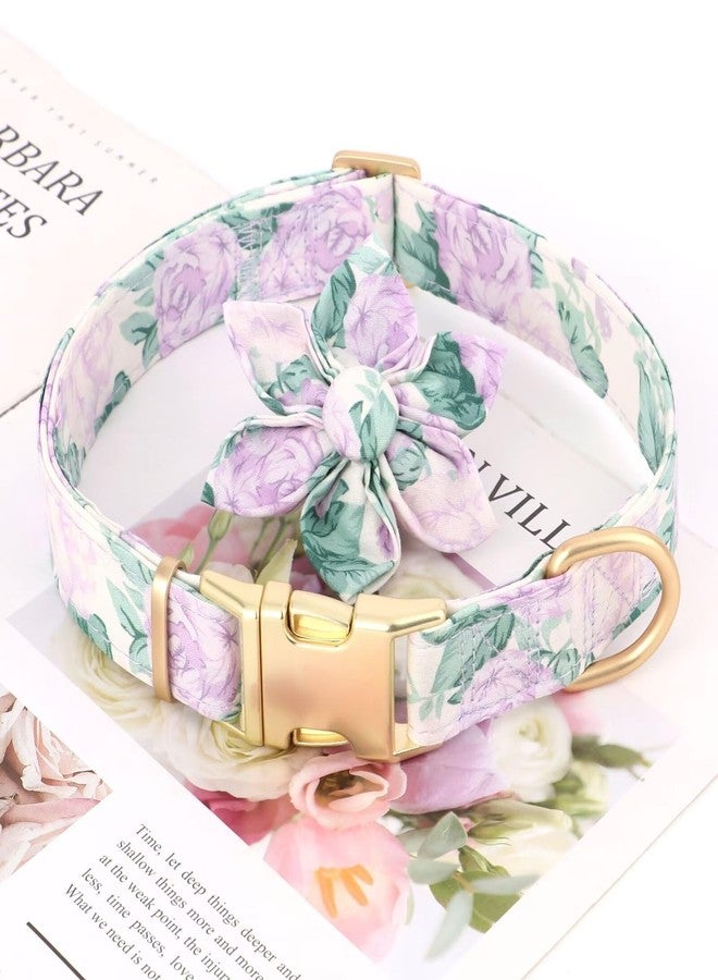 Beirui Cute Girl Dog Collars for Female Dogs, Floral Dog Collar with Spring Flower Patterns, Soft Purple Pet Collars for Small Medium Large Dogs(Purple Flower,S) - Image 4