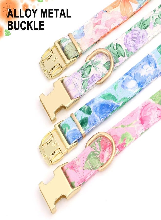 Beirui Cute Girl Dog Collars for Female Dogs, Floral Dog Collar with Spring Flower Patterns, Soft Purple Pet Collars for Small Medium Large Dogs(Purple Flower,S) - Image 3