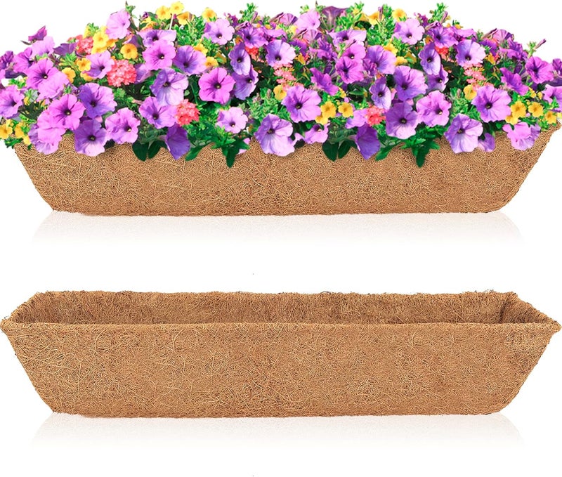 HFHOME 2Pcs 24" Trough Coco Fiber Replacement Liner, 24 inch Window Deck Coco Replacement Liners for Window Box - Image 1