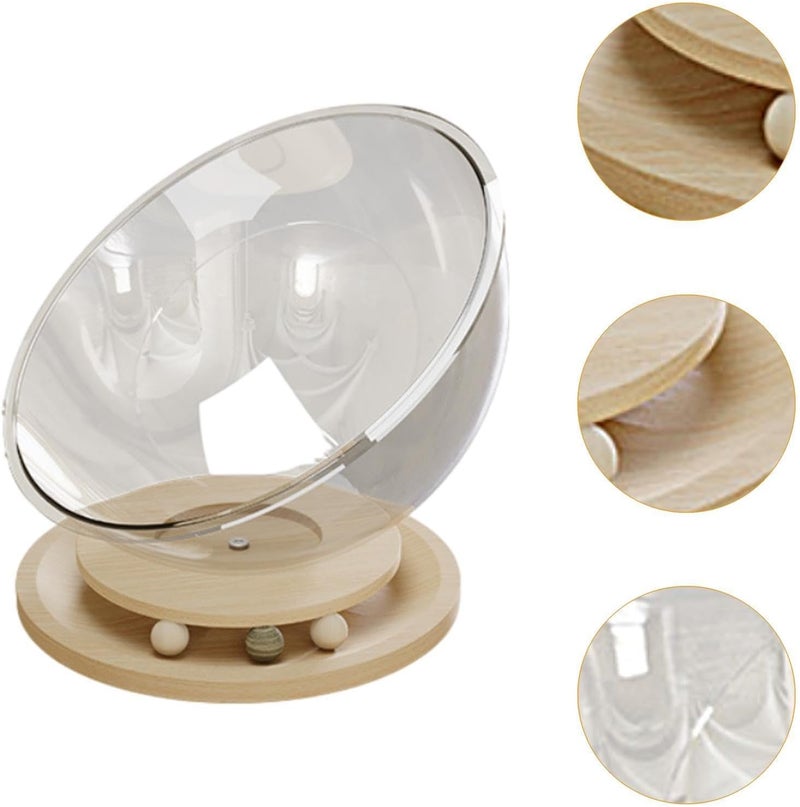 Cat Beds Space Capsule Cat Bed Sleeping Nest Cat Hammock Wooden Stand Acrylic Transparent Furniture Suitable for Indoor Cats Pet Resting Gift, Density Board L - Image 4