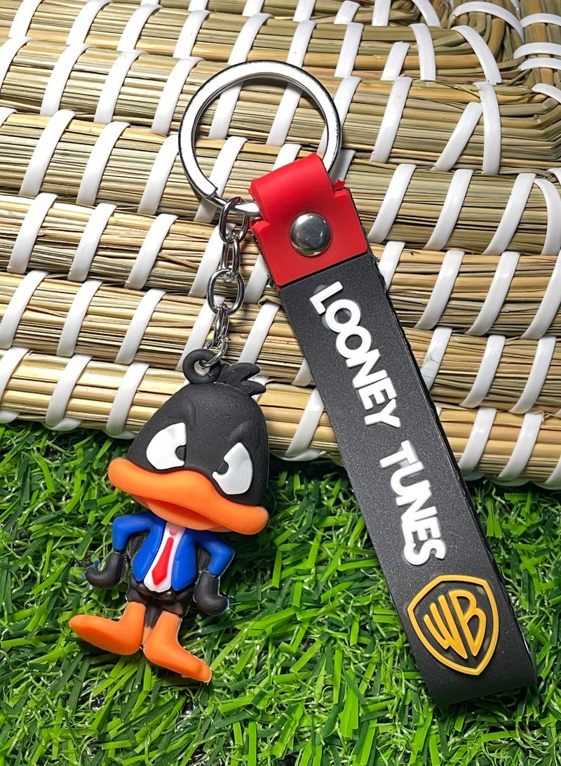 Distinctive cartoon keychain stylish accessory keychain with duck character with ribbon that fits with car keys wallet and bag beautiful creative gift - Image 1