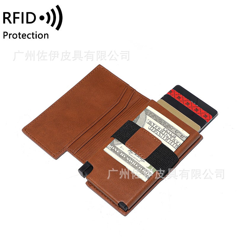 2025 Leather Anti-Theft Rfid Long Pure Color Wallet Id Holder Card Holder Automatic Bottom Push Bomb Daily Portable - Image 5