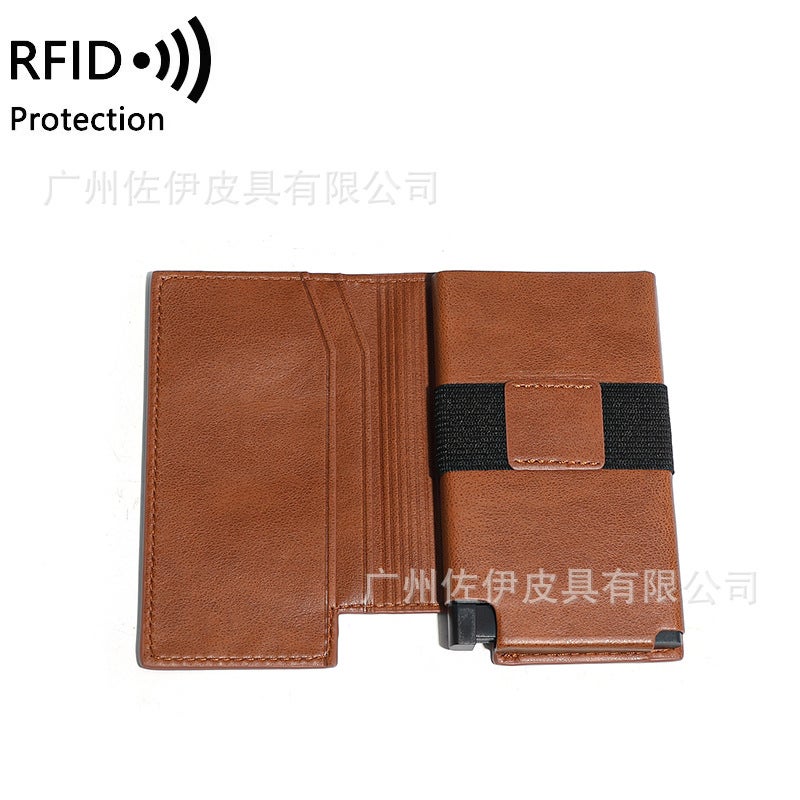 2025 Leather Anti-Theft Rfid Long Pure Color Wallet Id Holder Card Holder Automatic Bottom Push Bomb Daily Portable - Image 4