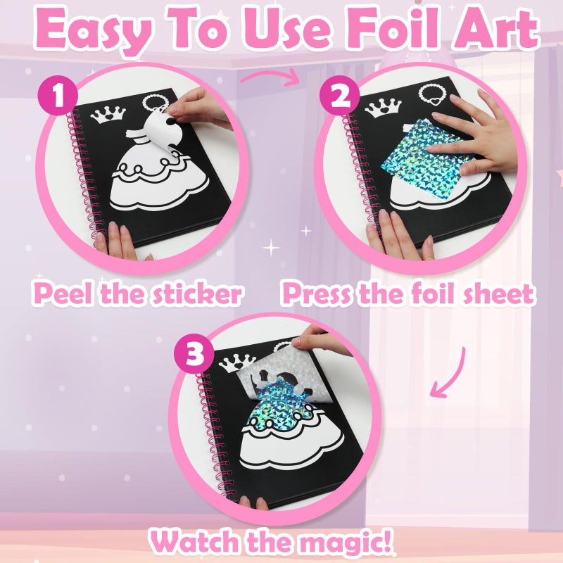 FUNNYB&G Foil Art Crafts for Kids Ages 4-8: Easter Basket Stuffers Essentials for Kids 2026, Easter Gifts for Girls, Crafts Supplies,Party Favors,Creative Toys for Girls 4 5 6 7 8 Years Old(Dress Up) - Image 3