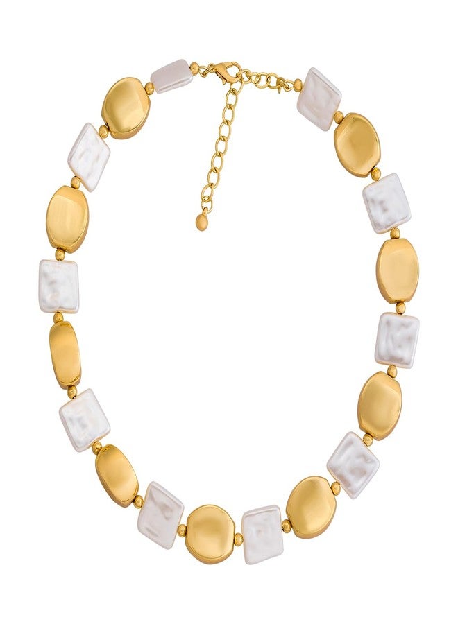KUSHAL'S Fashion Jewellery Pearl Gold Polished Copper Trendy Necklace, Best for Casual Wear & Special Occasion - 455013 - Image 3