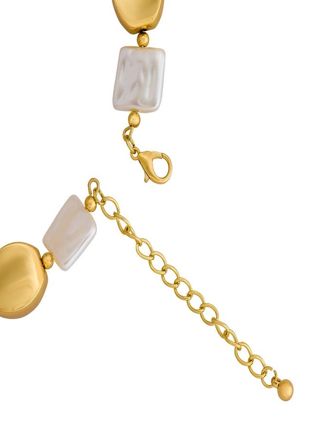 KUSHAL'S Fashion Jewellery Pearl Gold Polished Copper Trendy Necklace, Best for Casual Wear & Special Occasion - 455013 - Image 4
