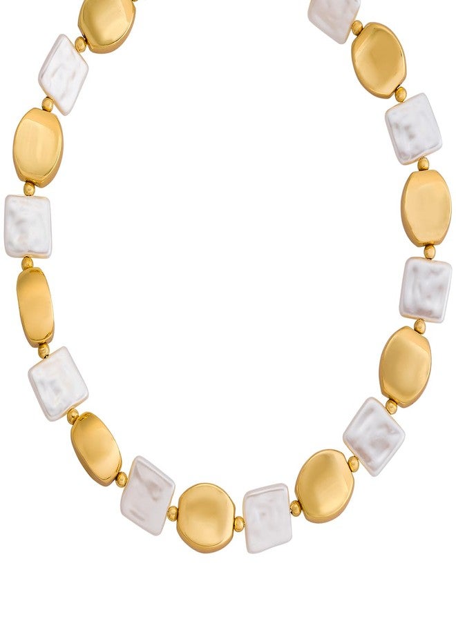 KUSHAL'S Fashion Jewellery Pearl Gold Polished Copper Trendy Necklace, Best for Casual Wear & Special Occasion - 455013 - Image 1
