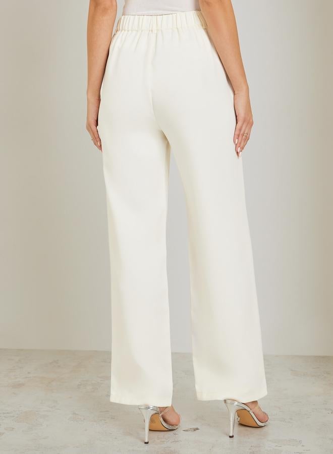 Styli Women Off-White Embellished Wide Leg Pants - Image 4