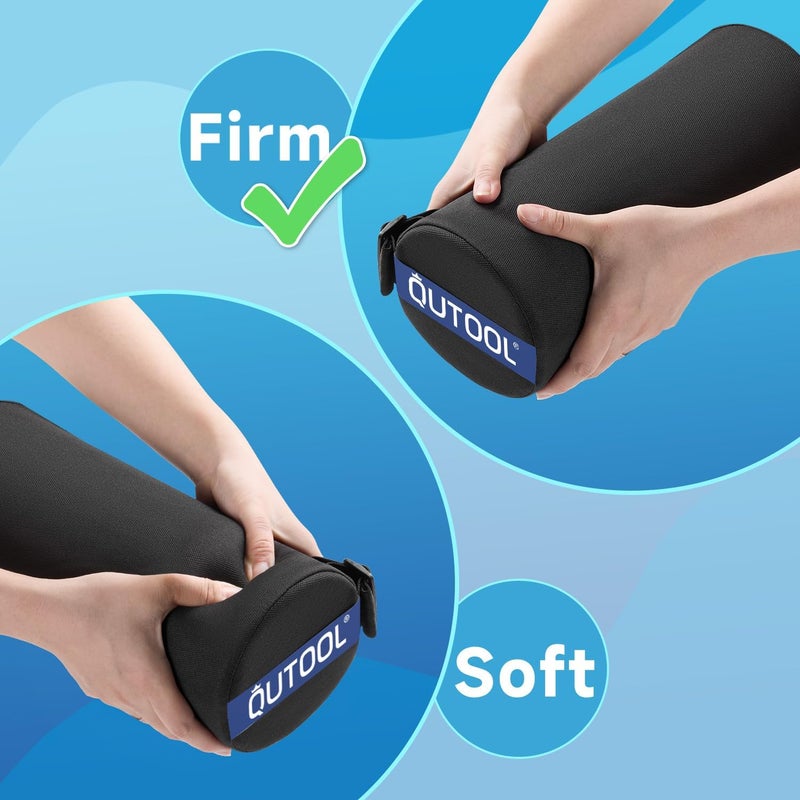 QUTOOL Lumbar Roll, Lumbar Support Pillow for Office Chair with Non-Slip Wider Strap, Back Pain Relief & Posture Improvement, Washable Cover, Office Desk & Car Accessories, Black, Firm - Image 3