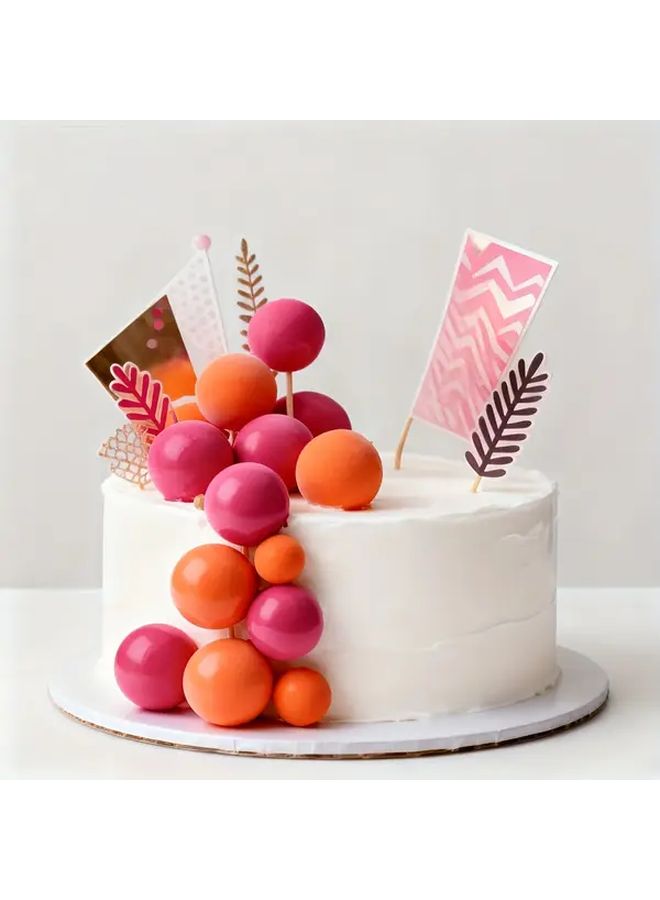 Rose Red And Orange 14pcs Mixed Size Foam Cake Topper Set For Weddings Anniversaries Birthdays And Holiday Parties Christmas Halloween Thanksgiving Decorations - Image 1