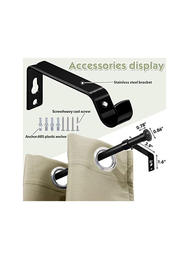 The Bros - Curtain Rod 2 Pack - 28" to 48" for Windows Small Curtain Rod Set - Modern Simplicity Décor Style 5/8 Inch Metal Pole - Heavy Duty Drapery Rods with Brackets - Black - Image 1