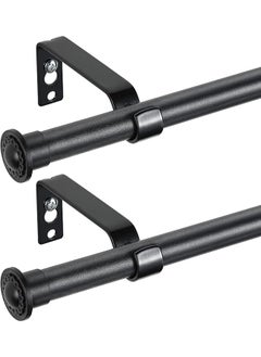 The Bros Curtain Rod 2 Pack - 28" to 48" for Windows Small Curtain Rod Set - Modern Simplicity Décor Style 5/8 Inch Metal Pole - Heavy Duty Drapery Rods with Brackets - Black  - Image 1