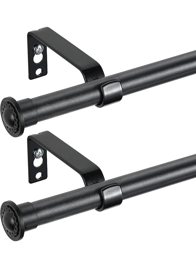 The Bros - Curtain Rod 2 Pack - 28" to 48" for Windows Small Curtain Rod Set - Modern Simplicity Décor Style 5/8 Inch Metal Pole - Heavy Duty Drapery Rods with Brackets - Black - Image 1