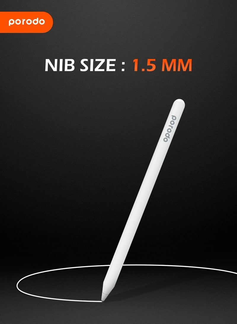 بورودو قلم لمس برأس 1.5 مم، قلم عالمي متوافق مع أجهزة iOS وأجهزة Android اللوحية، تثبيت مغناطيسي، عمر بطارية يصل إلى 12 ساعة، رأس قلم عالي الدقة، أبيض، ملحقات إلكترونية، أجهزة إدخال، أقلام لمس وأقلام رقمية - أبيض - Image 4