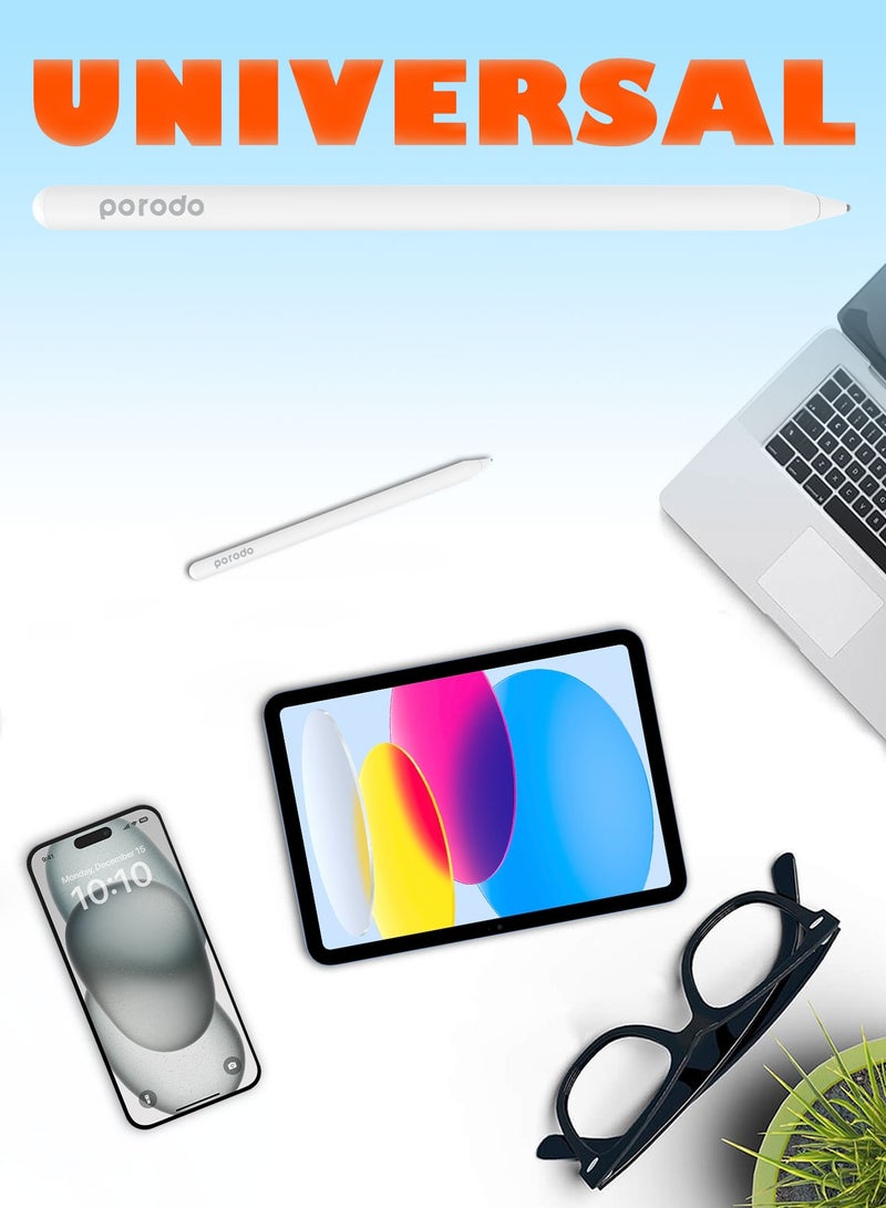 بورودو قلم لمس برأس 1.5 مم، قلم عالمي متوافق مع أجهزة iOS وأجهزة Android اللوحية، تثبيت مغناطيسي، عمر بطارية يصل إلى 12 ساعة، رأس قلم عالي الدقة، أبيض، ملحقات إلكترونية، أجهزة إدخال، أقلام لمس وأقلام رقمية - أبيض - Image 3
