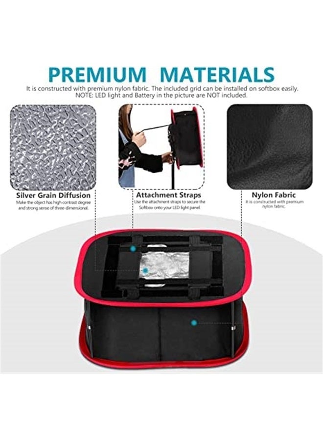 Neewer Collapsible Softbox with Strap Attachment, Grid and Carrying Bag Compatible with Neewer 480/660/530 LED Light Panels, 9.8x8.7 inches Opening (Black+Red) - Image 3