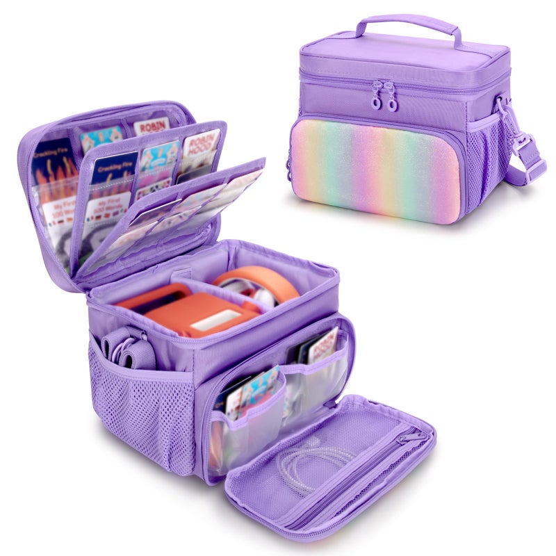 GRAOSO Carrying Case Compatible with Yoto Player (3rd Generation), Card Holder Hold Up to 30 Cards, Travel Storage Bag for Bluetooth Audio Speaker & Headphone Accessories, Purple (Case Only) Patented Design - Image 1