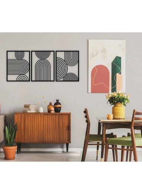 Mid Century Modern Wood Wall art - Set of 3 Each 60x40