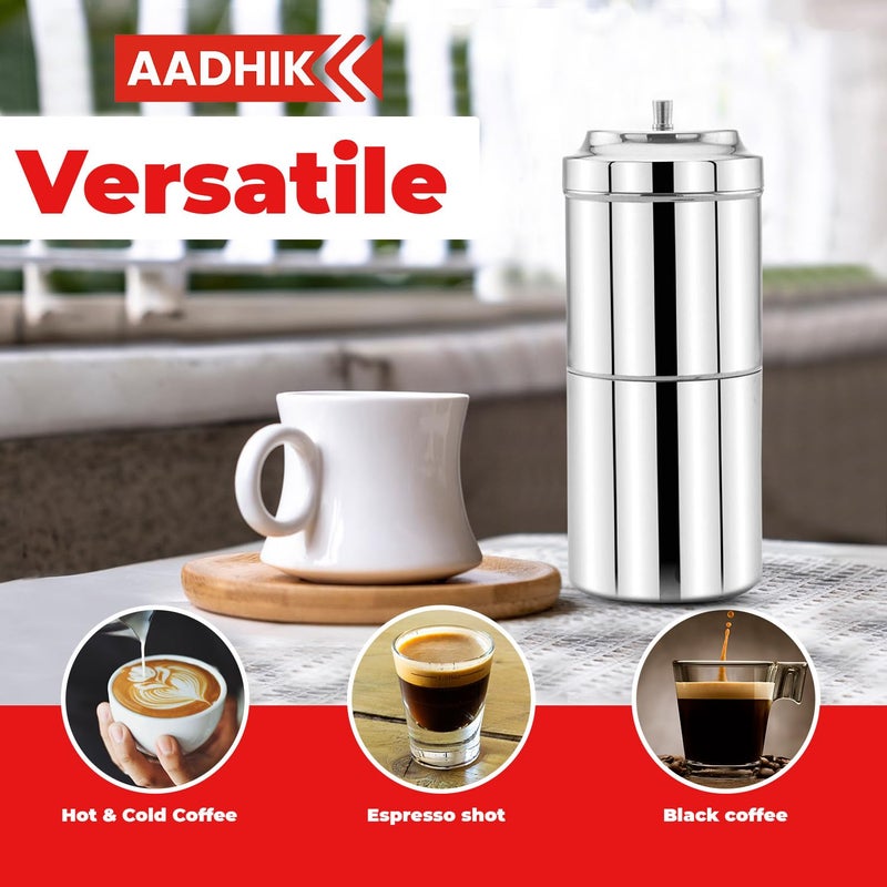 AADHIK Stainless Steel Filter Coffee Maker Big Size68 cups 400 ml - Image 2