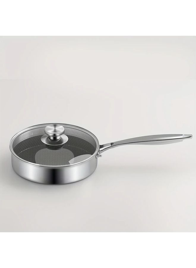 316 Stainless Steel Sauté Pan 7.87 Inch With Honeycomb Nonstick Surface Lid - Image 5