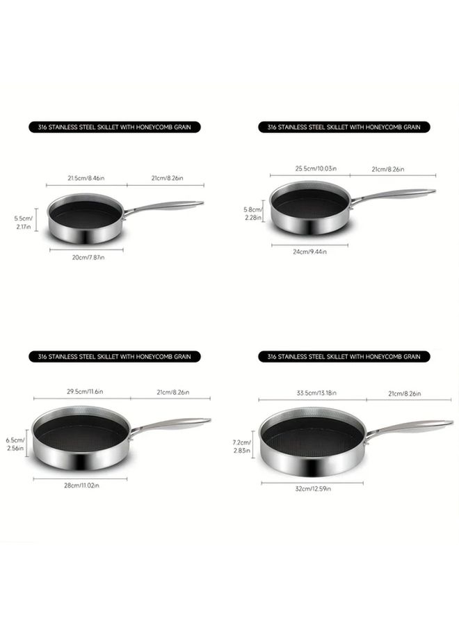 316 Stainless Steel Sauté Pan 7.87 Inch With Honeycomb Nonstick Surface Lid - Image 4
