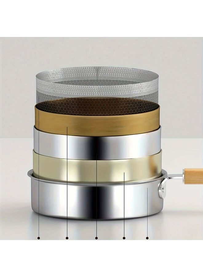 316 Stainless Steel Sauté Pan 7.87 Inch With Honeycomb Nonstick Surface Lid - Image 2