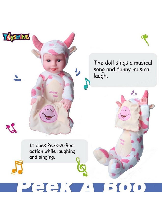 Toyshine Toyshine Peek-A-Boo Laughing Plush Stuffed Cow Animal, 12 Inches, White  - Image 2