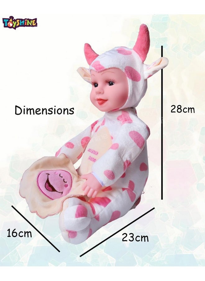 Toyshine Toyshine Peek-A-Boo Laughing Plush Stuffed Cow Animal, 12 Inches, White  - Image 5
