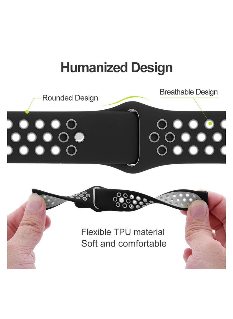 HEXABEX Silicone Dot Pattern Replacement Strap 22MM Band Compatible with Huawei GT5/Watch GT 4 46mm/ GT 3/ GT2 46MM/ Huawei Watch 4 pro 48mm/ Samsung Galaxy Watch 3 45mm,Gear S3 Classic/S3 Frontier Black Grey - Image 2