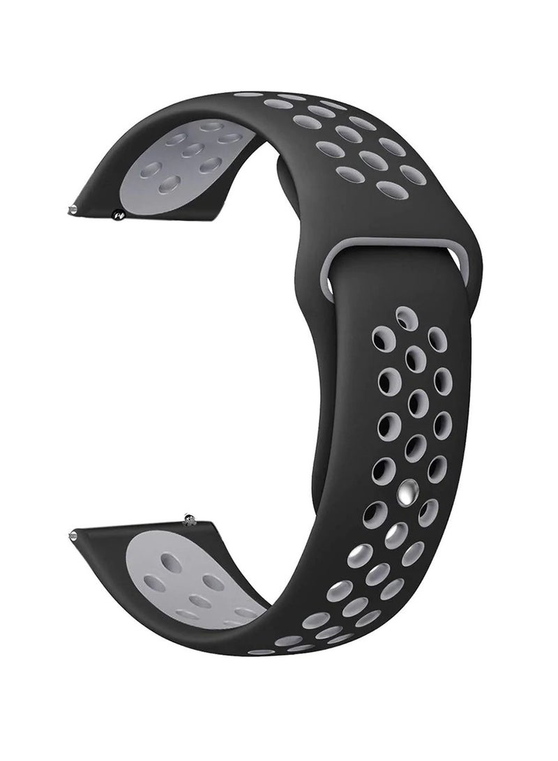 HEXABEX Silicone Dot Pattern Replacement Strap 22MM Band Compatible with Huawei GT5/Watch GT 4 46mm/ GT 3/ GT2 46MM/ Huawei Watch 4 pro 48mm/ Samsung Galaxy Watch 3 45mm,Gear S3 Classic/S3 Frontier Black Grey - Image 1