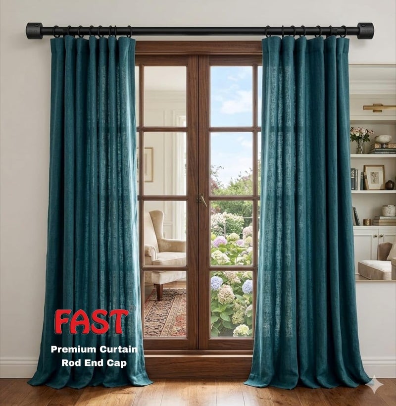 FAST CB45S Black Heavy Stainless Steel Curtain Rod End Cap Bracket Or Finilas for Door and Window 1 Inch Curtain Rod Accessories (6) - Image 4